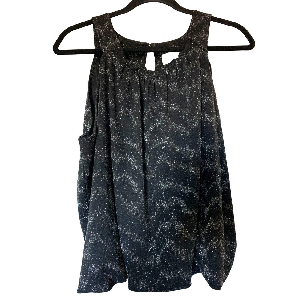 Anthropologie Carly Shimmer Top Blouse Sleeveless Black Size Small NWT Ret $78